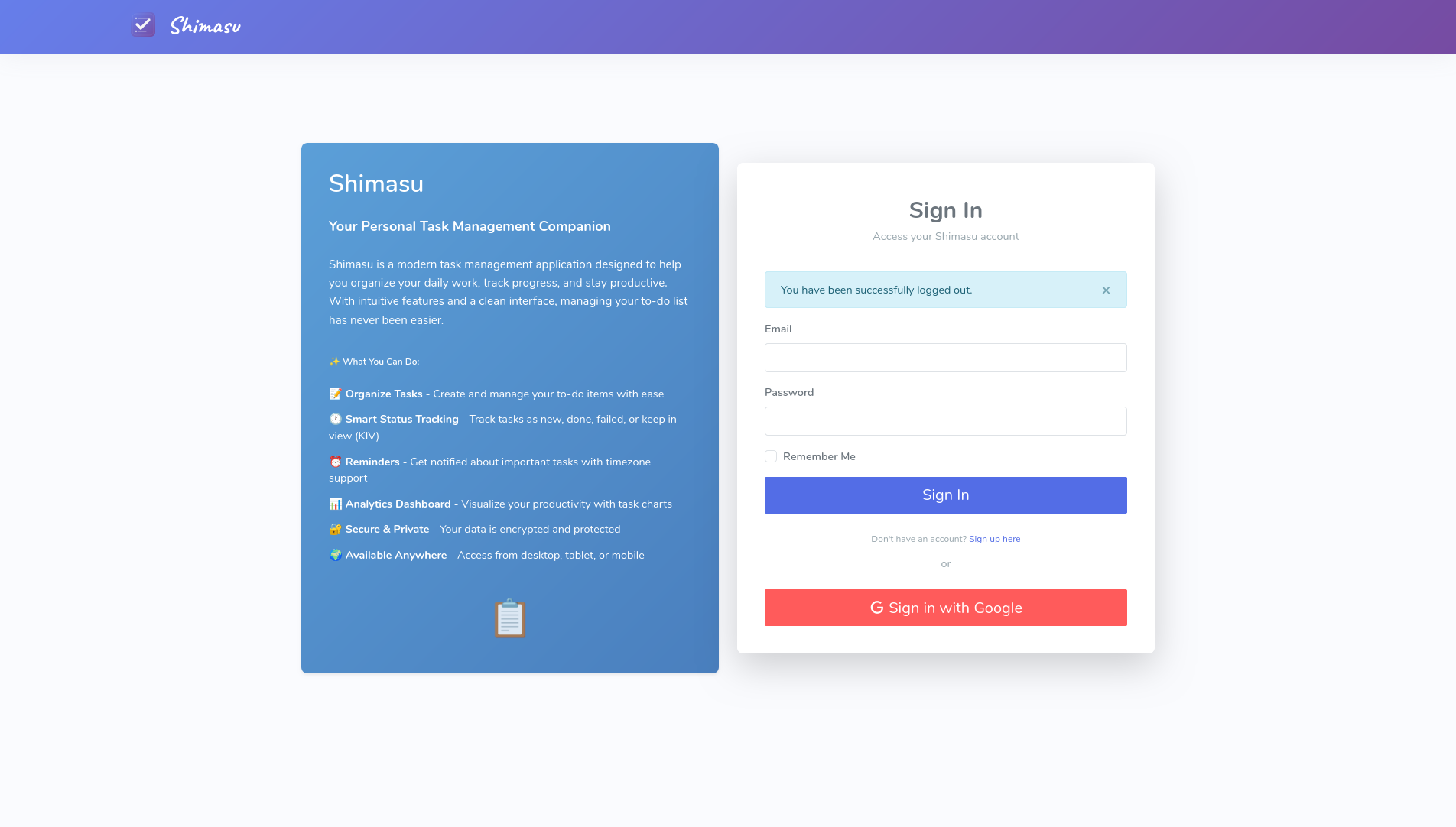 TodoBox Login Page